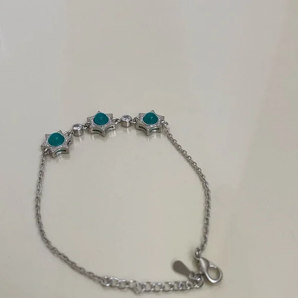 Silver Star Bracelet with Teal Accents - Picture 3 of 3